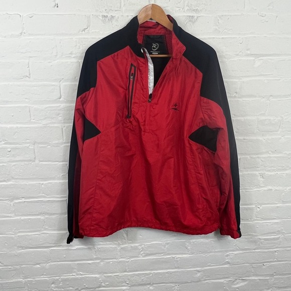 Zero Restriction Men's 1/4 Zip Tour Series Golf Windbreaker Jacket Red Large